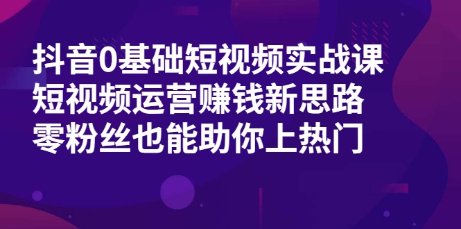 抖音0基础短视频实战课，短视频运营赚钱新思路，零粉丝也能助你上热门-第一资源库