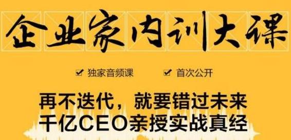 企业家内训大课，未来企业必学经验，价值1299元-第一资源库