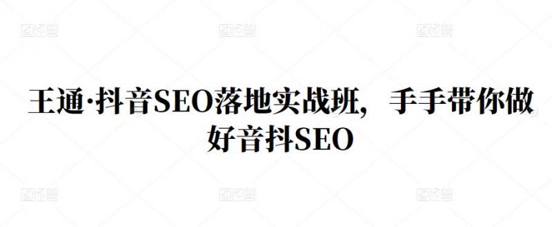 王通·抖音SEO落地实战班，手‬手带你做好音抖‬‬SEO-第一资源库