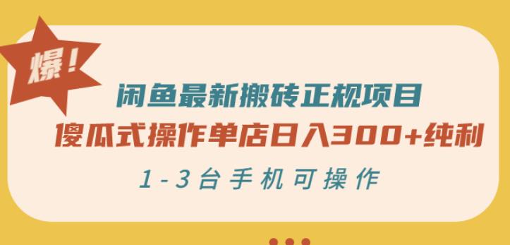 闲鱼最新搬砖正规项目：傻瓜式操作单店日入300+纯利，1-3台手机可操作-第一资源库