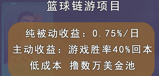 国外区块链篮球游戏项目，前期加入秒回本，被动收益日0.75%，撸数万美金-第一资源库