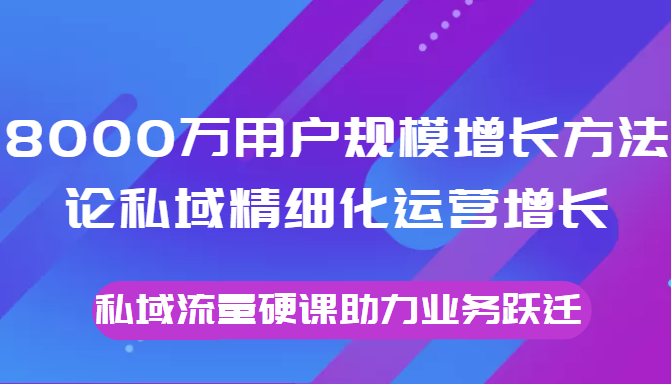 8000万用户规模增长方法论私域精细化运营增长，私域流量硬课助力业务跃迁-第一资源库