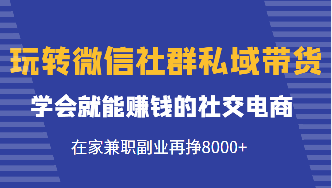 玩转微信社群私域带货，学会就能赚钱的社交电商，在家兼职副业再挣8000+-第一资源库