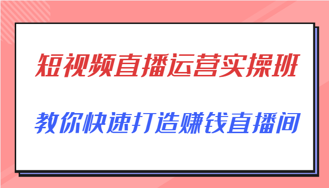 短视频直播运营实操班，直播带货精细化运营实操，教你快速打造赚钱直播间-第一资源库