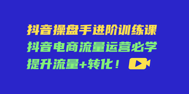 抖音操盘手进阶训练课：抖音电商流量运营必学，提升流量+转化-第一资源库