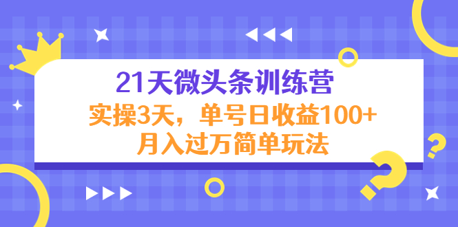 21天微头条训练营，实操3天，单号日收益100+月入过万简单玩法-第一资源库