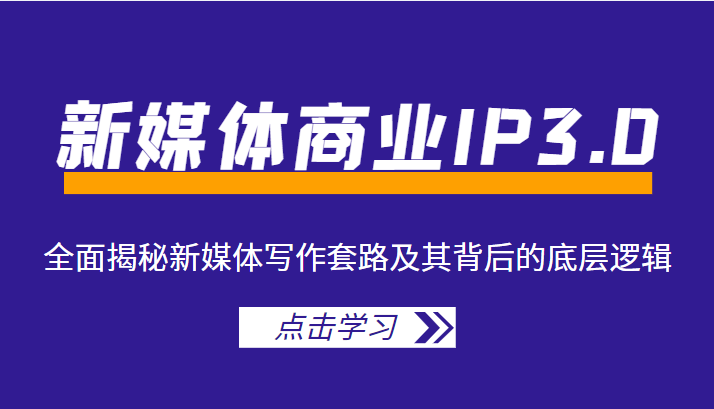 新媒体商业IP3.0，全面揭秘新媒体写作套路及其背后的底层逻辑（价值1299元）-第一资源库