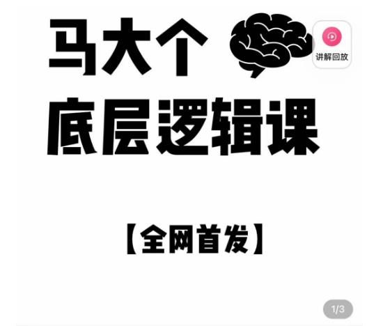 马大个·底层逻辑课，51节底层逻辑智慧课-价值1980元-第一资源库