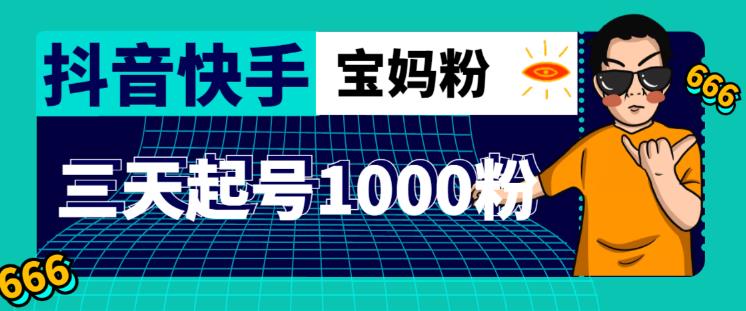 抖音快手三天起号涨粉1000宝妈粉丝的核心方法【详细玩法教程】-第一资源库