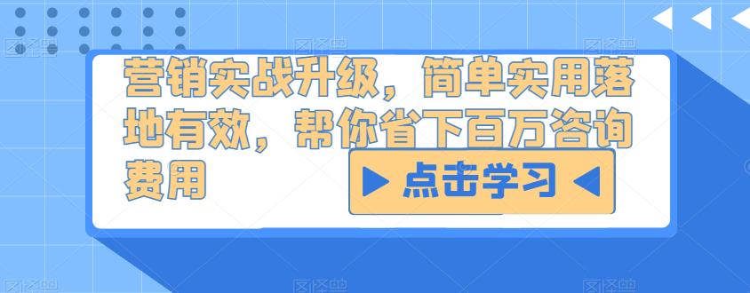 营销实战升级，简单实用落地有效，帮你省下百万咨询费用-第一资源库