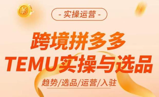 跨境拼多多TEMU实操与选品，​掌握平台运营方法技巧，选品避坑12条标准，爆款的底层思路等-第一资源库