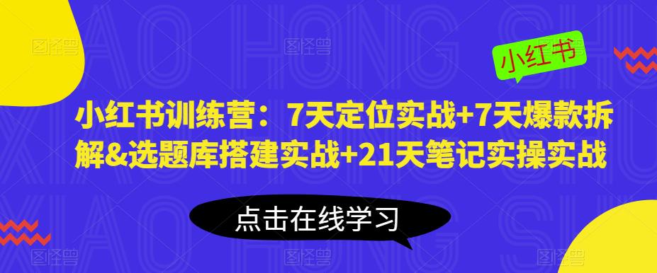 小红书训练营：7天定位实战+7天爆款拆解&选题库搭建实战+21天笔记实操实战-第一资源库