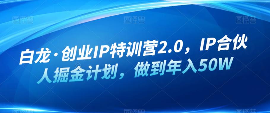 白龙·创业IP特训营2.0，IP合伙人掘金计划，做到年入50W-第一资源库