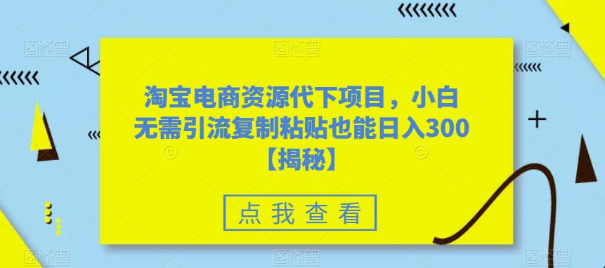 淘宝电商资源代下项目，小白无需引流复制粘贴也能日入300＋【揭秘】-第一资源库