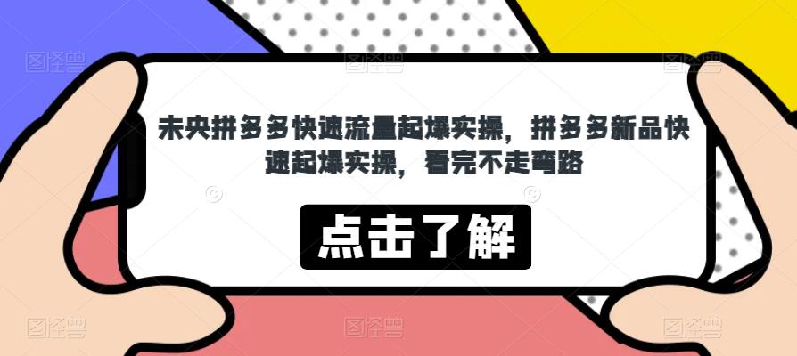 未央拼多多快速流量起爆实操，拼多多新品快速起爆实操，看完不走弯路-第一资源库