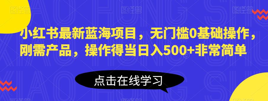 小红书最新蓝海项目，无门槛0基础操作，刚需产品，操作得当日入500+非常简单【揭秘】-第一资源库