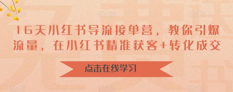 16天小红书导流接单营，教你引爆流量，在小红书精准获客+转化成交-第一资源库