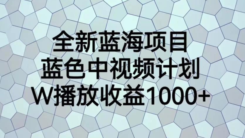 全新蓝海项目，蓝色中视频计划，1W播放量1000+【揭秘】-第一资源库