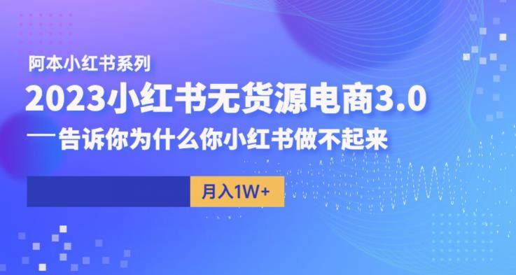 阿本小红书无货源电商3.0，告诉你为什么你小红书做不起来-第一资源库