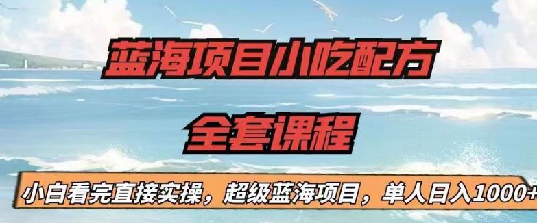 蓝海项目小吃配方全套课程，小白看完直接实操，单人日入1000+【揭秘】-第一资源库