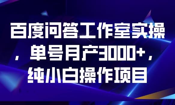 百度问答工作室实操，单号月产3000+，纯小白操作项目【揭秘】-第一资源库