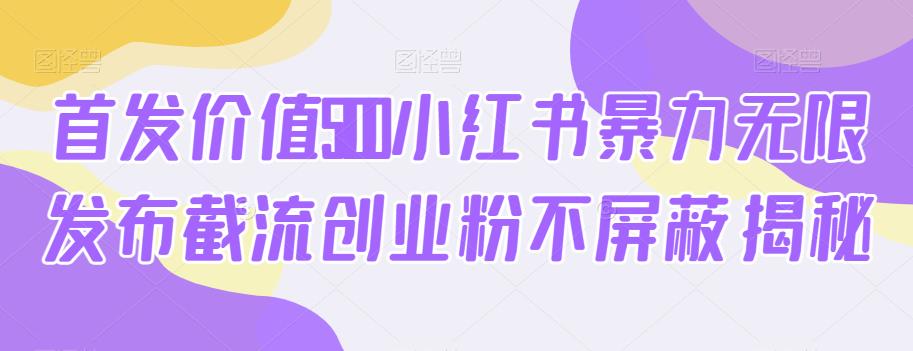 首发价值5100小红书暴力无限发布截流创业粉不屏蔽揭秘-第一资源库