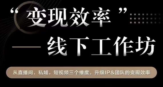 变现效率线下工作坊，从‮播直‬间、私域、‮视短‬频‮个三‬维度，升级IP和团队变现效率-第一资源库