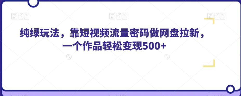 纯绿玩法，靠短视频流量密码做网盘拉新，一个作品轻松变现500+【揭秘】-第一资源库