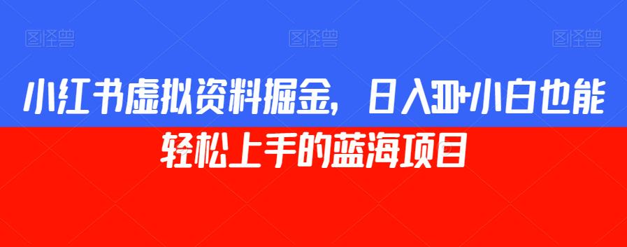 小红书虚拟资料掘金，日入300+小白也能轻松上手的蓝海项目【揭秘】-第一资源库