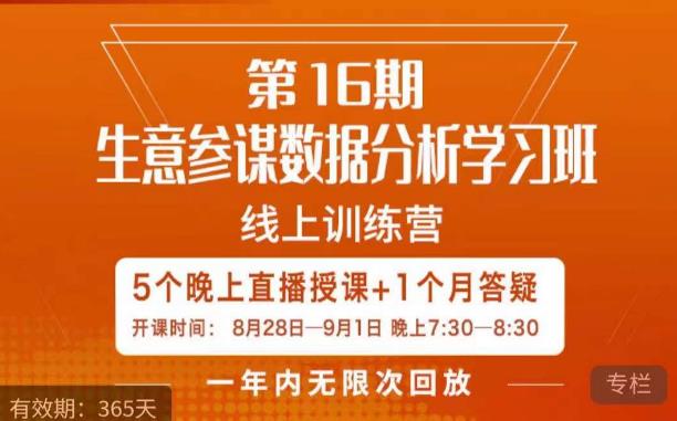 宁静·生意参谋数据分析学习班，解决商家4大痛点，学会分析数据，打造爆款！-第一资源库