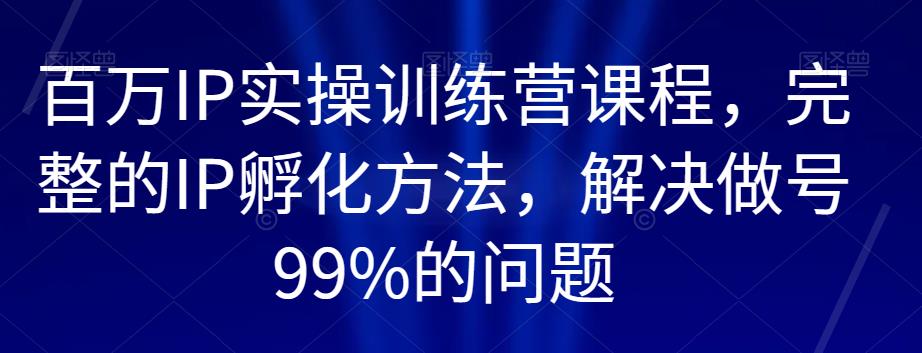 百万IP实操训练营课程，完整的IP孵化方法，解决做号99%的问题-第一资源库