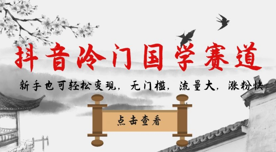 抖音冷门国学赛道，新手也可轻松变现，无门槛，流量大，涨粉快-第一资源库