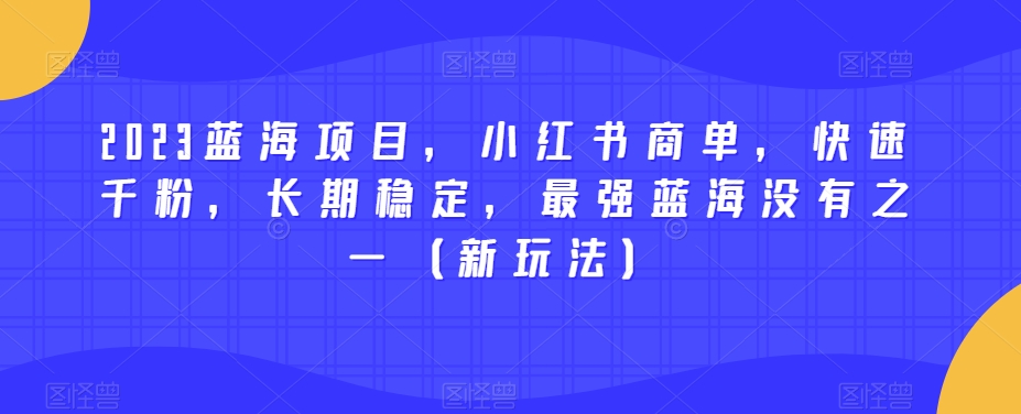 2023蓝海项目，小红书商单，快速千粉，长期稳定，最强蓝海没有之一（新玩法）-第一资源库