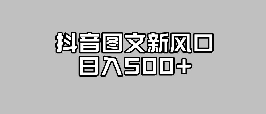 抖音图文最新风口，流量扶持非常高，日入500+【揭秘】-第一资源库