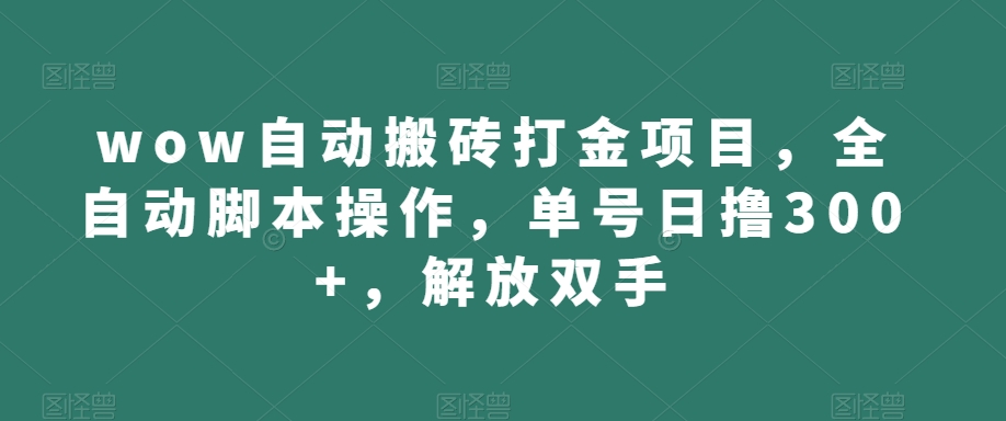 wow自动搬砖打金项目，全自动脚本操作，单号日撸300+，解放双手【揭秘】-第一资源库