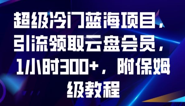 超级冷门蓝海项目，引流领取云盘会员，1小时300+，附保姆级教程-第一资源库