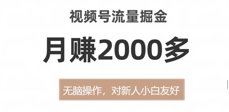 视频号流量掘金，无脑操作，对新人小白友好，月赚2000多【揭秘】-第一资源库