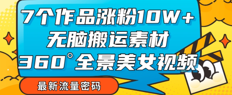 7个作品涨粉10W+，无脑搬运素材，全景美女视频爆款玩法分享【揭秘】-第一资源库