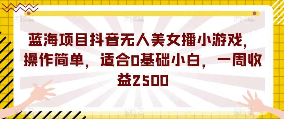 蓝海项目抖音无人美女播小游戏，操作简单，适合0基础小白，一周收益2500【揭秘】-第一资源库