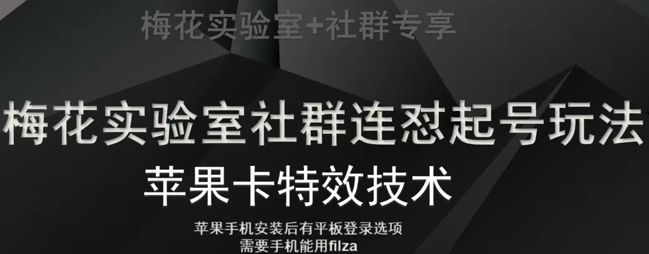 梅花实验室社群视频号连怼起号玩法，最新苹果卡特效技术-第一资源库