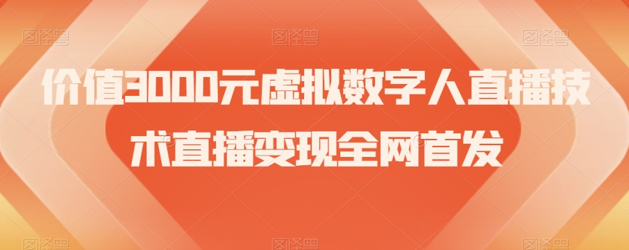 价值3000元虚拟数字人直播技术直播变现全网首发【揭秘】-第一资源库