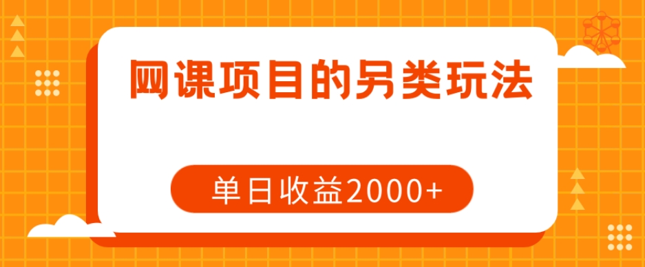 网课项目的另类玩法，单日收益2000+【揭秘】-第一资源库