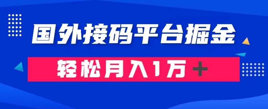 通过国外接码平台掘金：成本1.3，利润10＋，轻松月入1万＋【揭秘】-第一资源库