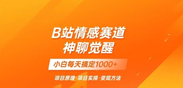 B站情感冷门蓝海赛道秒变现《神聊觉醒》一天轻松变现500+【揭秘】-第一资源库