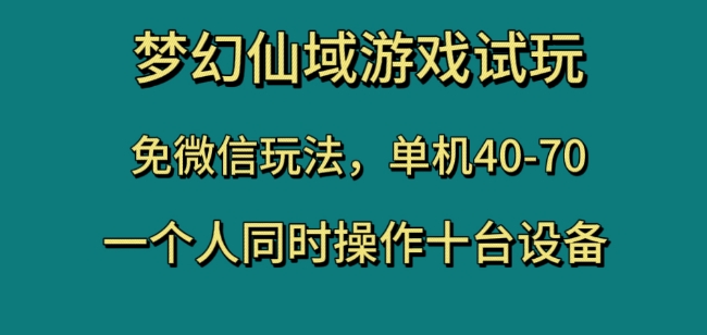 梦幻仙域游戏试玩，免微信玩法，单机40-70，一个人同时操作十台设备【揭秘】-第一资源库