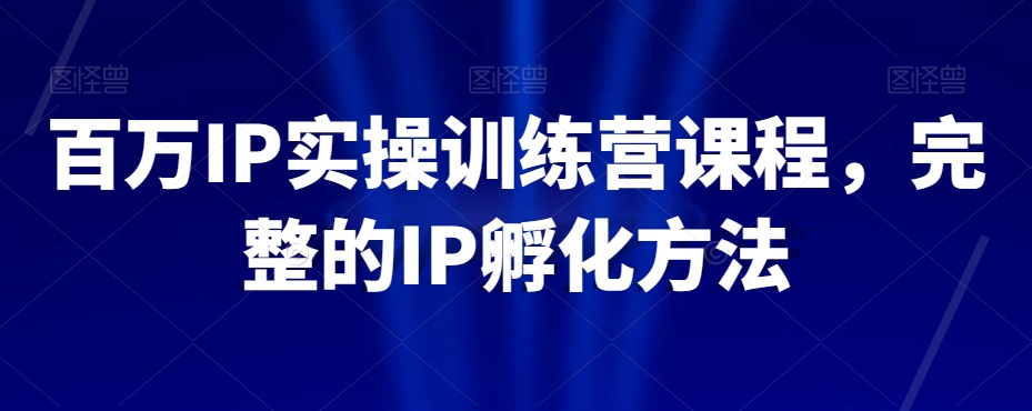 百万IP实操训练营课程，完整的IP孵化方法-第一资源库