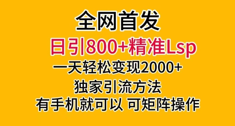 全网首发！日引800+精准老色批，一天变现2000+，独家引流方法，可矩阵操作【揭秘】-第一资源库