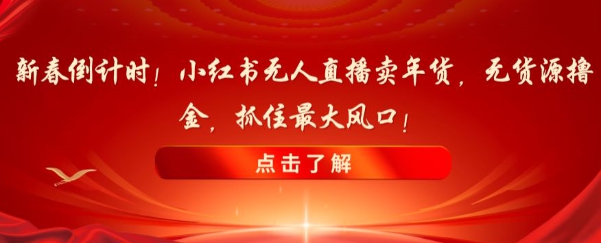 新春倒计时！小红书无人直播卖年货，无货源撸金，抓住最大风口【揭秘】-第一资源库