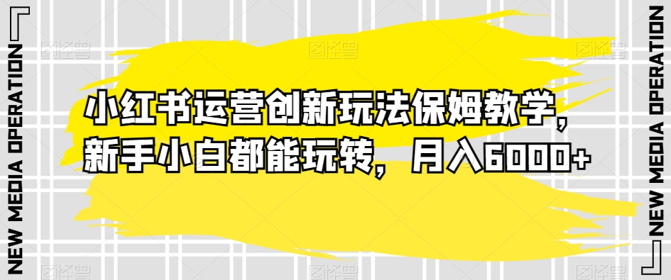 小红书运营创新玩法保姆教学，新手小白都能玩转，月入6000+【揭秘】-第一资源库