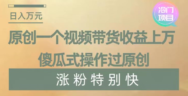 原创一个视频带货收益上万，傻瓜式操作过原创，几分钟做一个视频涨粉特别快【揭秘】-第一资源库